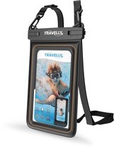 Travelly® Luxe Waterdicht Telefoonhoesje – Universeel Onderwater Hoesje voor Smartphone – Geschikt voor alle telefoons – Drybag – Voor Vakantie, Zwemmen & Watersport - Zwart