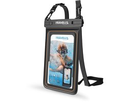Travelly® Luxe Waterdicht Telefoonhoesje – Universeel Onderwater Hoesje voor Smartphone – Geschikt voor alle telefoons – Drybag – Voor Vakantie, Zwemmen & Watersport - Zwart