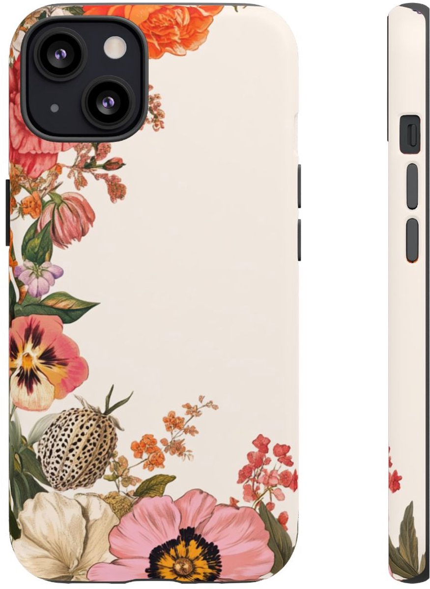 Vintage Botanische Bloemenrand – Telefoonhoesje Geschikt voor iPhone 13