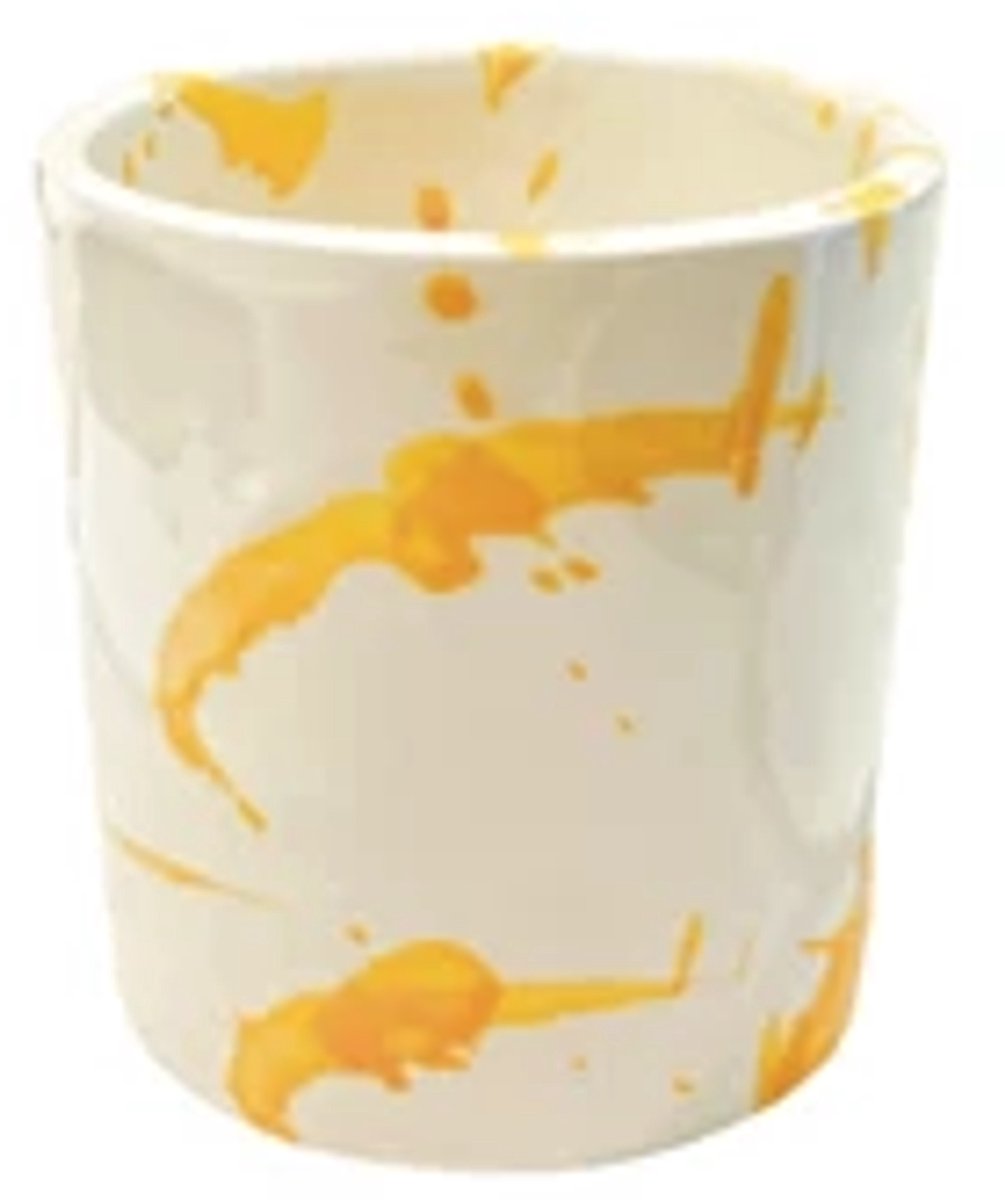 Val Pottery Foolish Mokka beker D7cm H8cm gele spot