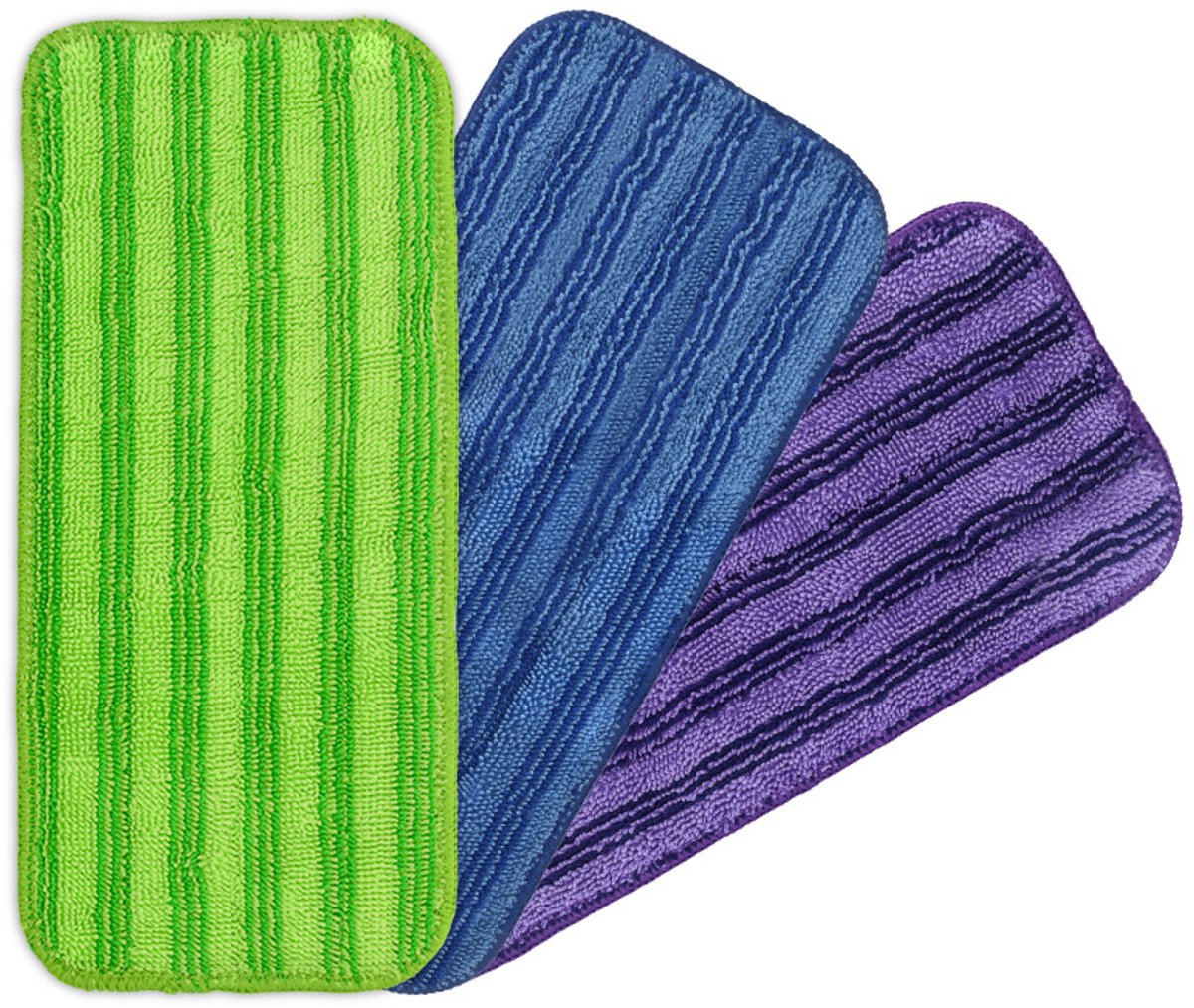 Geschikt voor Swiffer Wet Jet microfiber mop pad 12 inch nat & droog doek voor het vervangen van het hoofd, paars 1 stuk + groen 1 stuk + blauw 1 stuk