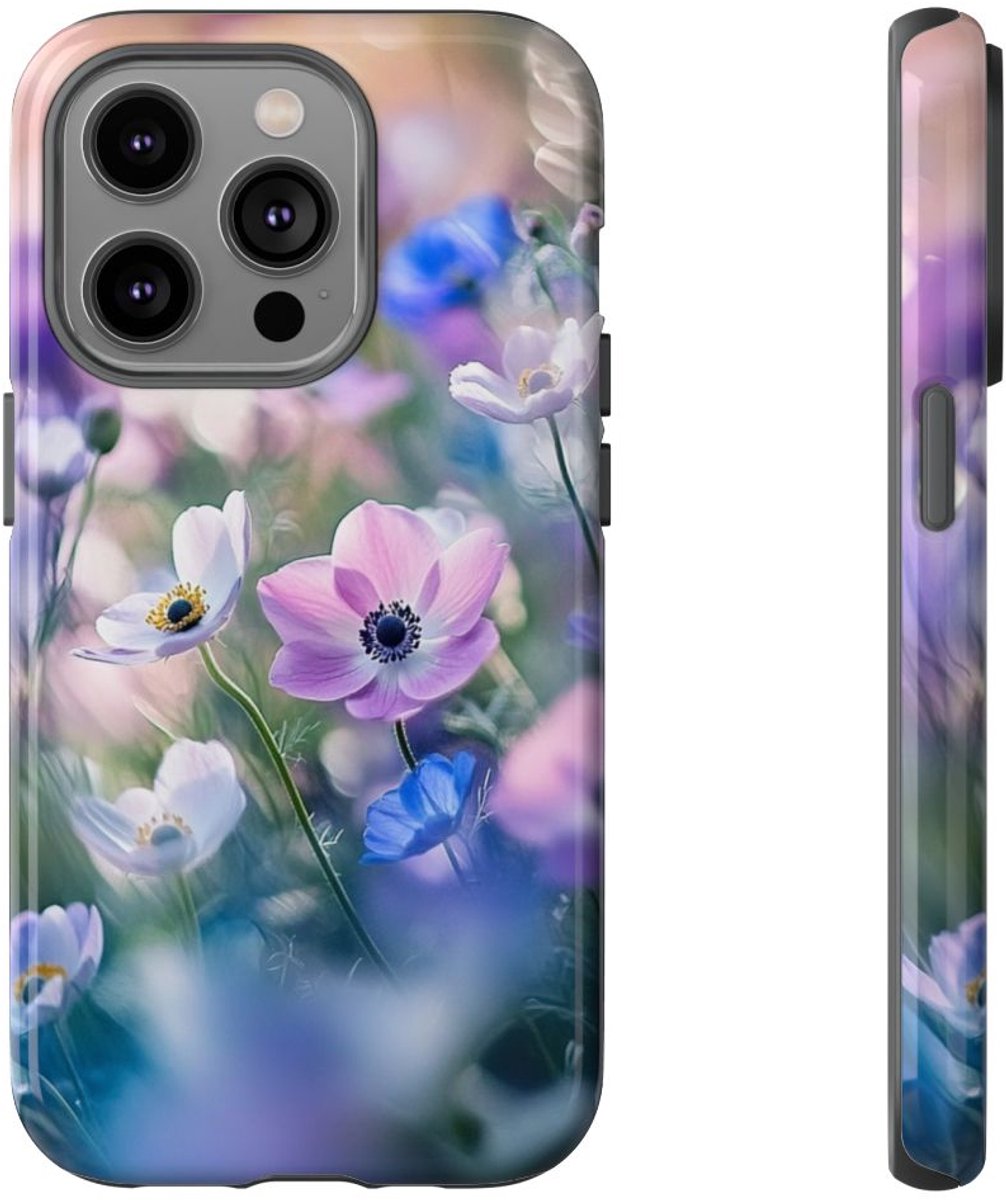 Zachte Pastel Anemoonbloemen – Telefoonhoesje Geschikt voor iPhone 14 Pro