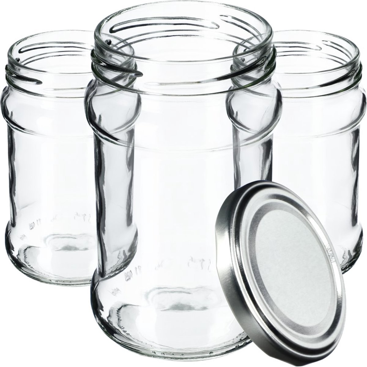 KADAX Kleine inmaakpotten, 315 ml, diameter 66 mm, potten voor honing, jampotten met deksel, luchtdichte, ronde potten (10 stuks, zilverkleurig)
