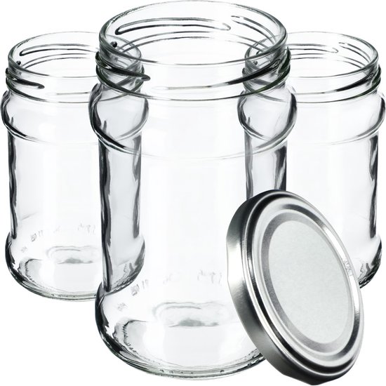 KADAX Kleine inmaakpotten, 315 ml, diameter 66 mm, potten voor honing, jampotten met deksel, luchtdichte, ronde potten (10 stuks, zilverkleurig)