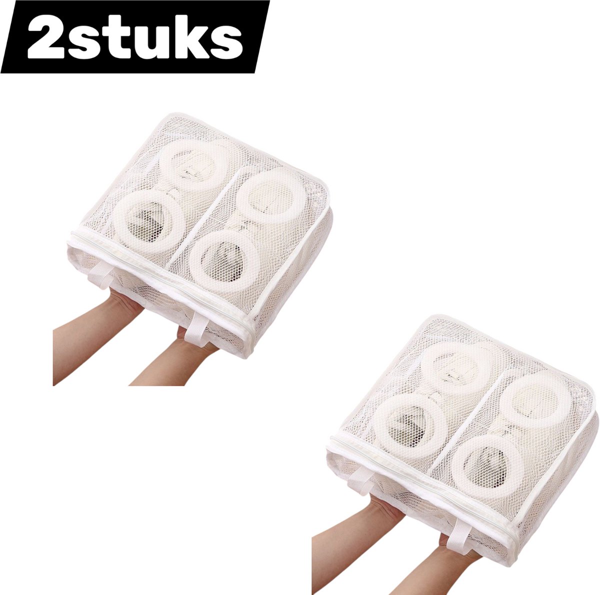 2 artikelen - Schoenwaszakken - Mesh schoenwaszakken - Mesh schoenwaszakken voor sneakers - Verdikt - Hangend drogende meshzak - Geschikt voor sneakers, sportschoenen en slippers - Machinewasbaar - Vormvast