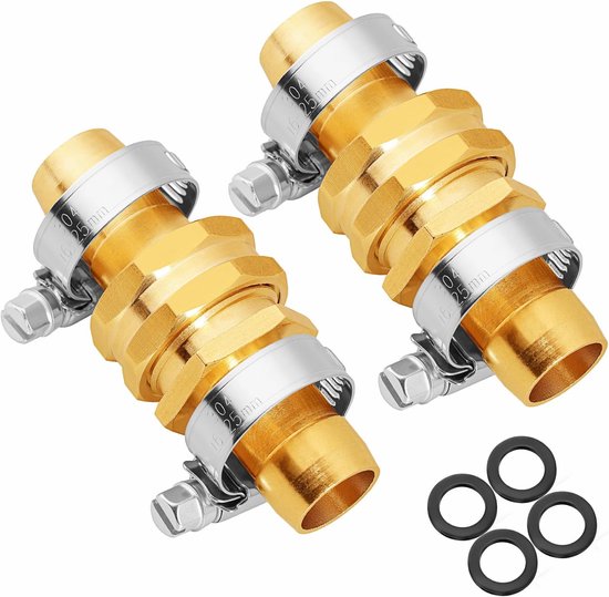 Tuinslang reparatieset van massief messing met klemmen, reparatieset