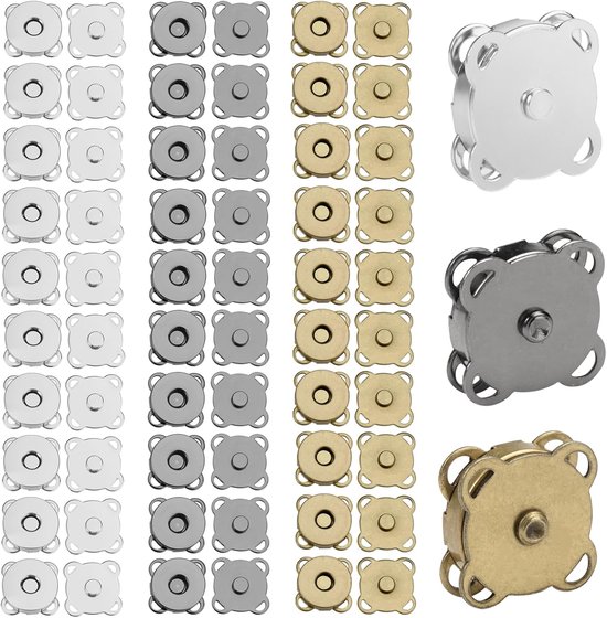 30 boutons magnétiques à coudre, boutons magnétiques 3 couleurs, fermeture magnétique 14 mm, boutons magnétiques, boutons magnétiques en métal pour sacs, portefeuilles, cartables, vêtements et artisanat