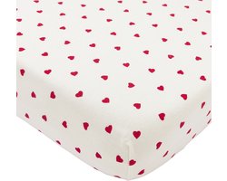 Meyco Baby Sweet Heart Hoeslaken Ledikant - White/Red - 60x120cm