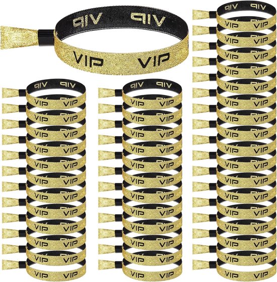 Foto: Allecto plus 70 stuks stoffen toegangsbanden vip evenementen festival zwart goud waterdicht armbanden feestbandjes concerten