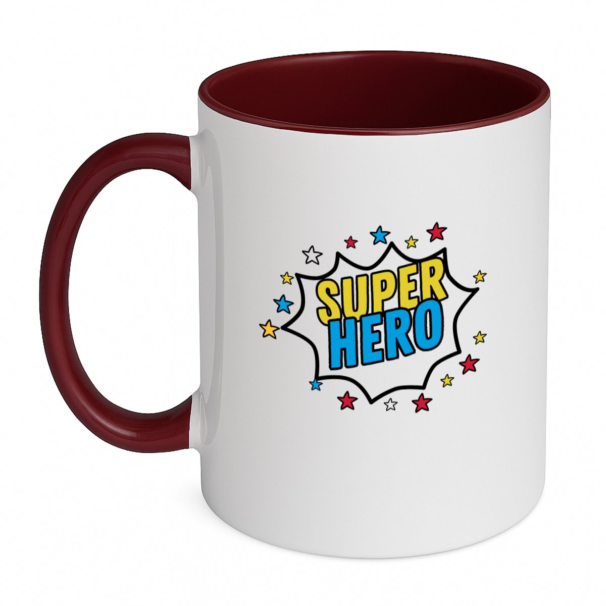 Hacebo® - Super hero koffiebeker bordeaux - Superhelden - een superheld - thee mok - koffie beker - verjaardagscadeau - kado - gift - geschenk - koffiemok - 350 ML inhoud