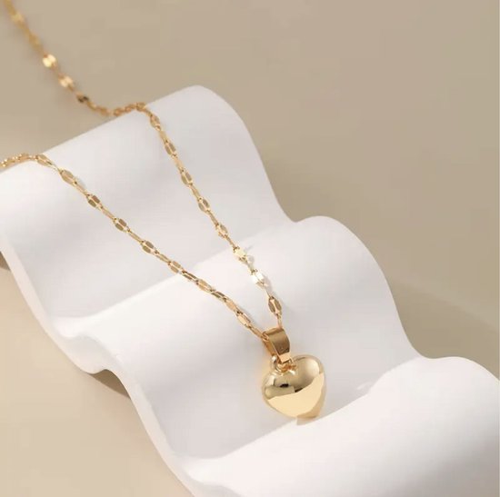 Collier Louka rouge acier inoxydable - Collier coeur émaillé rouge