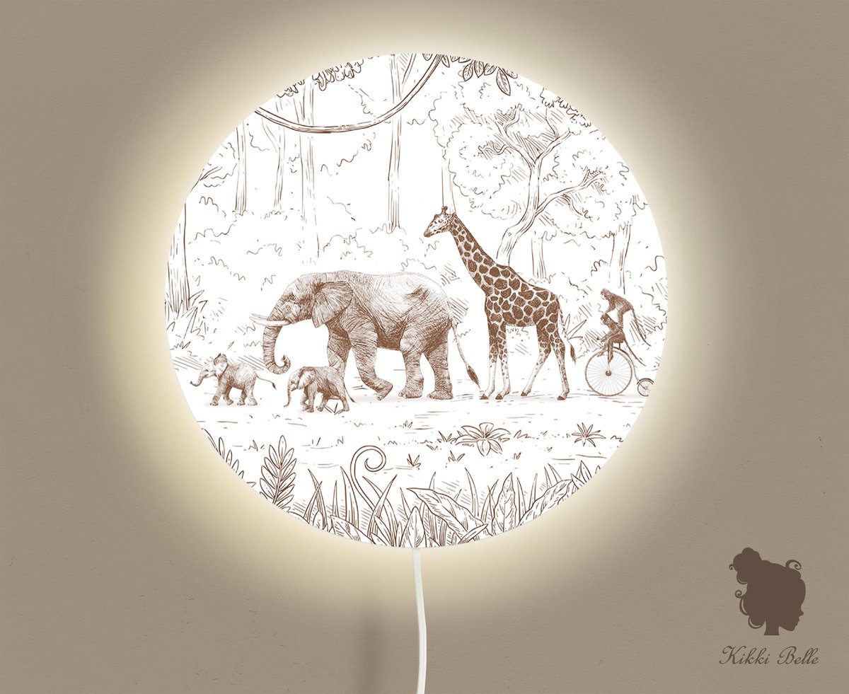 Wandlamp rond Animal Parade brown Kikki Belle-sfeerverlichting-kinderkamer-woonaccessoires
