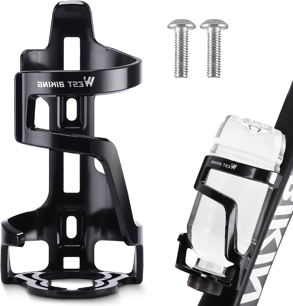 Allecto Plus - Flessenhouder voor fiets met tweeweg-opening - Bidonhouder voor fiets - Zijdelingse verwijdering - Ultralicht - Geschikt voor MTB en racefiets - Zwart