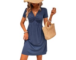 Bovista Zomerjurk Dames - Zomerjurken - Volwassen - Jurk - Ibiza Stijl - Sundress - Blauw - Maat L