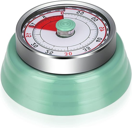 Allecto Plus - Mechanische keukentimer met retro design en magnetische bevestiging voor keuken - Mintgroen - Kookwekker (1-60 minuten)