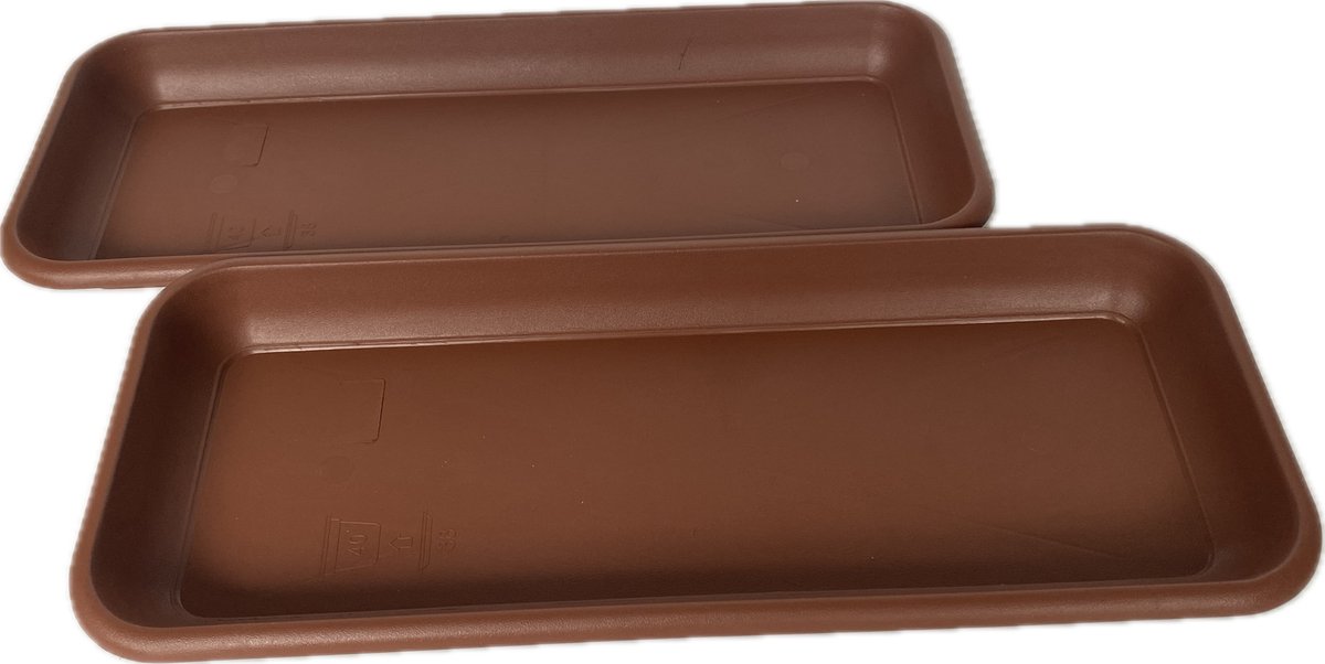 Set van 2 stuks - Bloempotonderzetters , Onderzetters voor Bloembakken , Rechthoek 38 x 16 cm - Kunststof - Terracotta - voor binnen en buiten