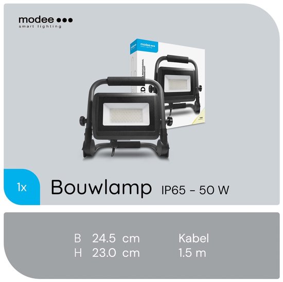 Lampe de chantier LED Modee 50W - Lampe de travail extérieure étanche IP65 - 6500 Lumen