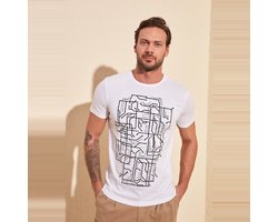 Trendyol Zwart Slim/Slim Cut Bedrukt T-Shirt Van 100% Katoen Tmnss20Ts0088