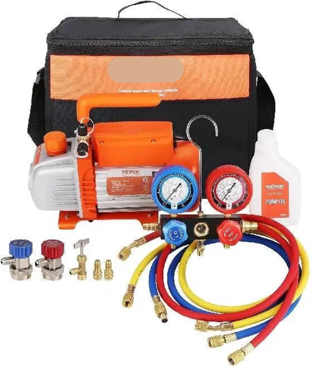 Vacuümpomp - Koelmiddel Vacuümpomp - Koelgereedschap - HVAC-koeling - Koelmiddelkit voor R134a R410a - Droogpomp - 1/4 HP - 4 CFM 180W - Oranje