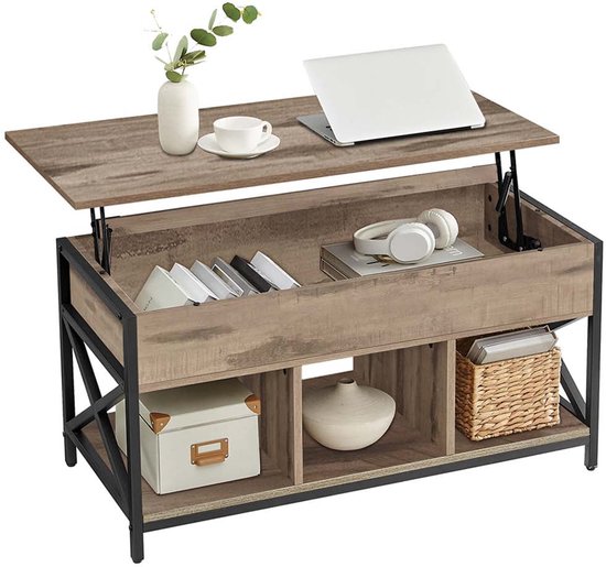 Tribesigns Vierkante salontafel, houten middentafel voor woonkamer, 31