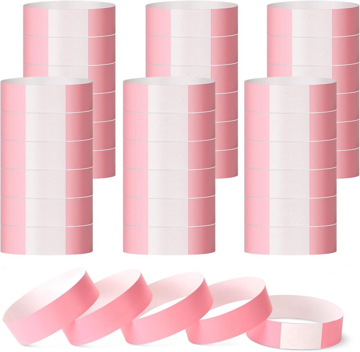 300 stuks bedrukte inlaatbanden, 25 cm - evenementenarmbanden voor feesten en waterparken - waterdicht en duurzaam (roze)