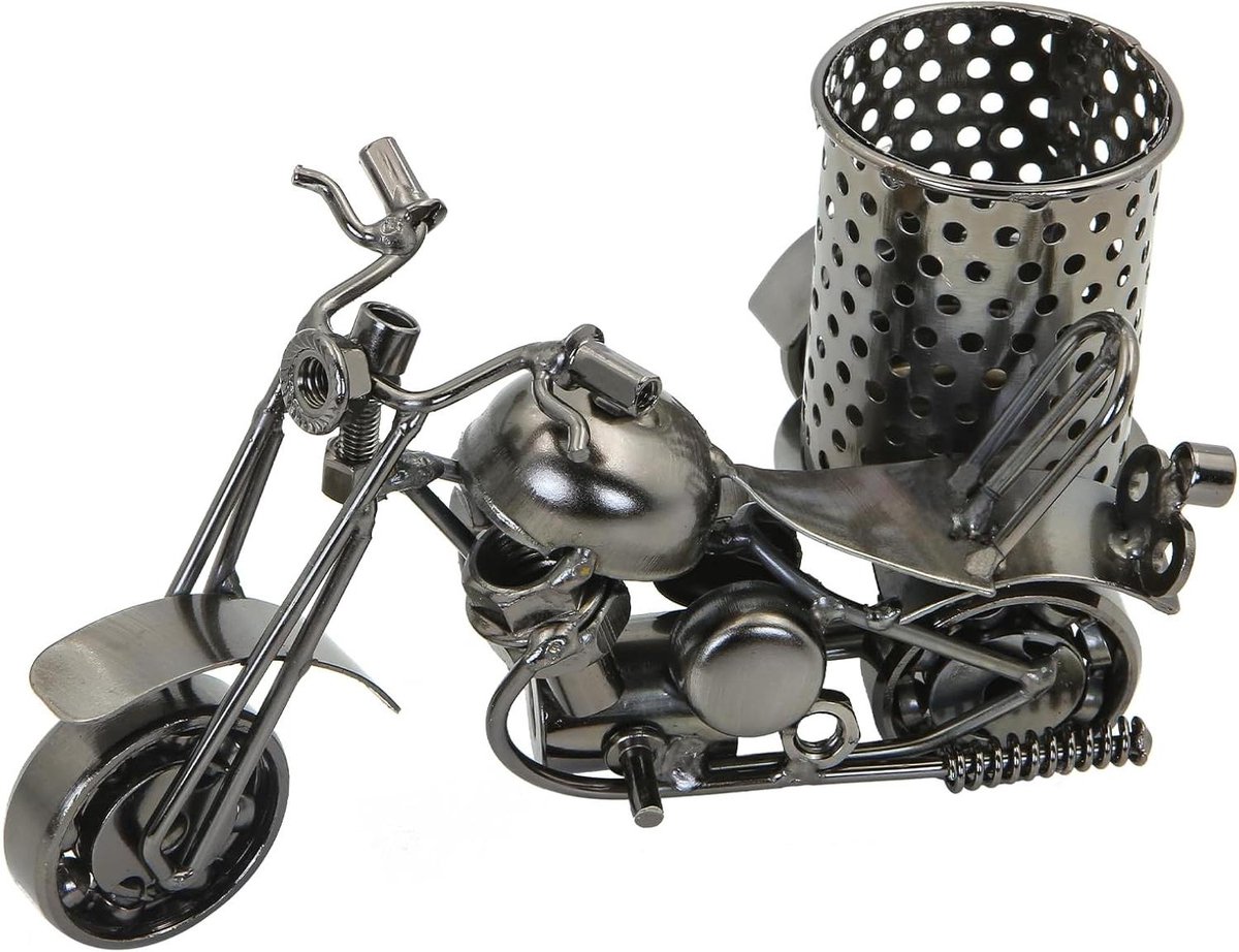 Inovra Plus - Retro Motorfiets Model Pen Houder Metalen Moto Cup Opslag Organizer Handcraft Decor Ornamenten Briefpapier - Thuis Kantoor Decoratie