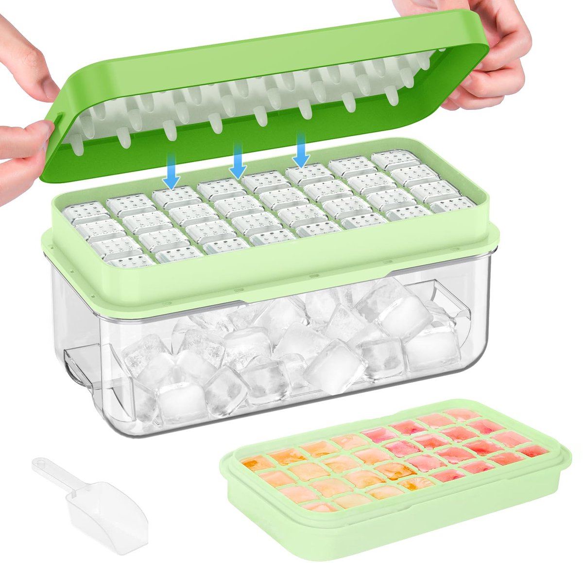 Ibenzoa® Flexibele IJsblokjesvorm Met Deksel Voor Eenvoudig Losmaken En Ruimtebesparing
