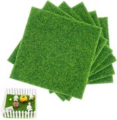Allecto Plus - Kunstgras Miniatuurtuin Tegels voor Terras en Tuin - Set van 6 - Decoratief Kunstmos - 15 x 15 cm - Voor Poppenhuis en Knutselen
