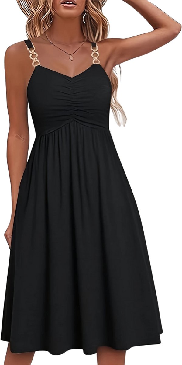 Nivard Zomerjurk Dames Zomerjurken Volwassen Jurk Ibiza Stijl Sundress Zwart