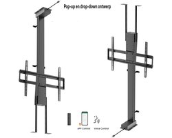 TV standaard elektrisch verstelbaar met afstandsbediening en APP - tv lift gemotoriseerde inbouw tv standaard in kast - geschikt voor hangende of staande kast - 43 tot 88 inch