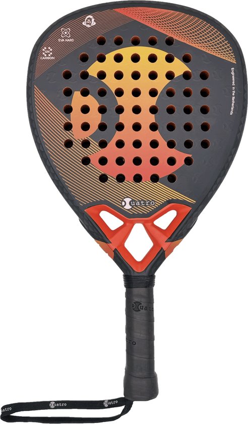 Cuatro Padel - Panther - Padelracket - Gemiddeld niveau - 12K carbon - Diamantvorm - 3D/Ruwe oppervlaktestructuur