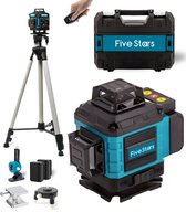 Bol.com Five Stars® Kruislijnlaser Met Statief - 4 tot 16 Lijnen - 4D Professionele Bouwlaser - Zelfnivellerend - 360 Graden - L... aanbieding
