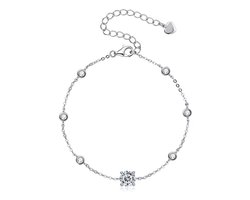 Selevie Bedel Armband Wit Goud met Moissanite 0.65 en 0.25 ct VVS1 - Sterling Silver - Chain - Schakel - Armband met ronde Moissanite stenen