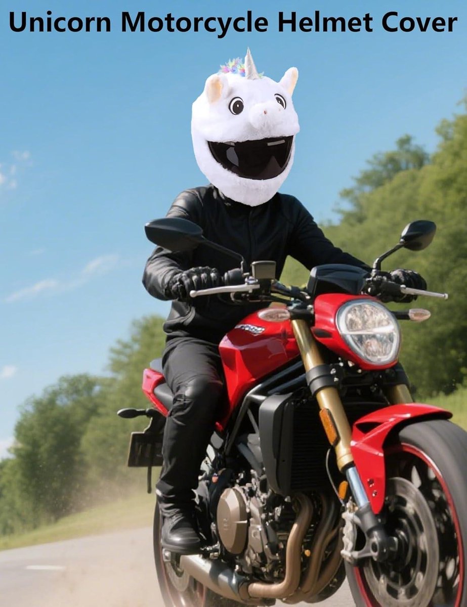 Motorhelmhoes beschermhoes pluche eenhoorn helmhoes - wit - voor mannen en vrouwen