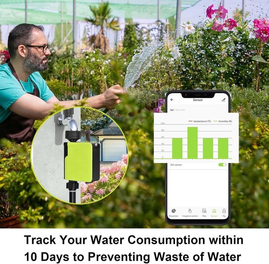 Foto: Allecto plus intelligente irrigatiecomputer voor automatische bewatering met wifi bediening tuin sproeier timer met draadloze hub aansluiting 