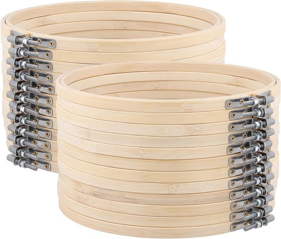 Egurs 11 stück/Set Kreuzstichrahmen Rund Stickrahmen aus Holz Bambus