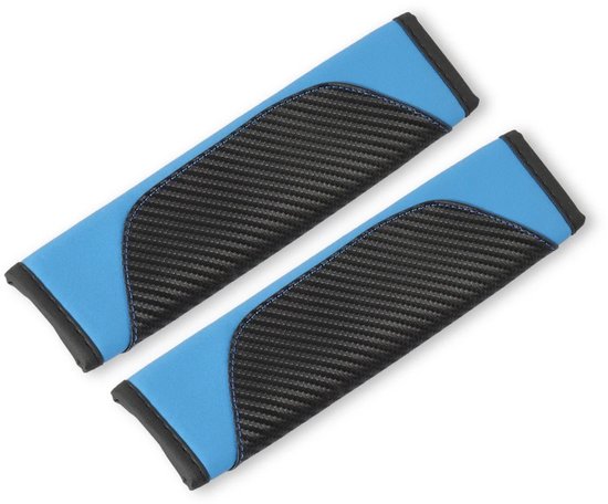 Gordelbeschermer - Set van 2 Gordelhoezen - Zwart Blauw Carbon Look - Kasey Products van Merkloos — afbeelding 3