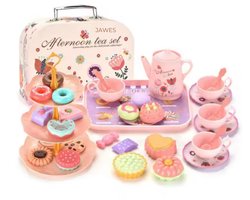 Jawes- Speelgoed Thee set- 42 Stuks- Kinderen- Doen Alsof Spelen- Thee servies- Afternoontea Set- Thee- Gebakjes- Rollenspel- Eten- Met koffertje- Kinderen- Cadeautip Jawes- Speelgoed Thee set- 42 Stuks- Kinderen- Doen Alsof Spelen- Thee servies- Afternoontea Set- Thee- Gebakjes- Rollenspel- Eten- Met koffertje- Kinderen- Cadeautip