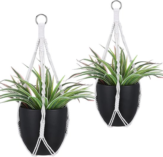 3 stuks Macramé Bloemenhangers - Boho Decoratie - Katoenen Touw