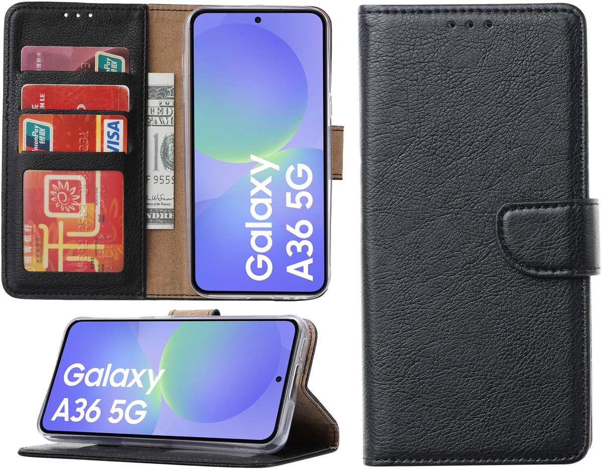 Hoesje geschikt voor Samsung Galaxy A36 hoesje - Arara bookcase - Zwart