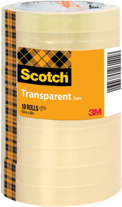 Plakband Scotch 508 15mmx66m transparant 10 rollen