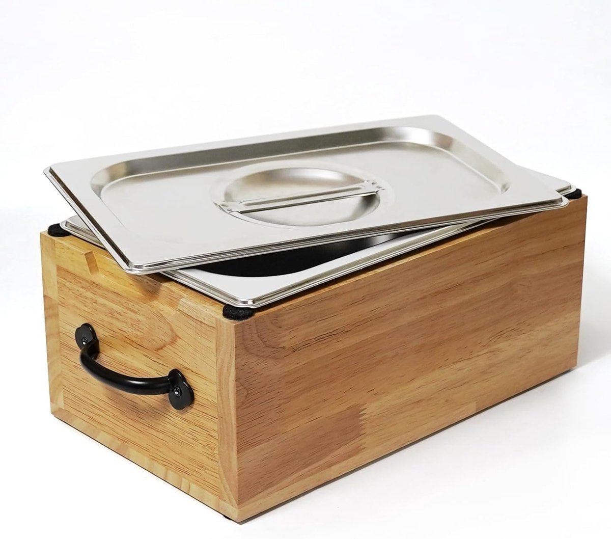 Keuken GFT-bak met deksel en houten box - klein formaat voor organisch afval - geurvrij - vaatwasserbestendig - 3,2 L