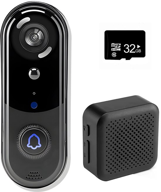 Azorix Slimme Draadloze Video Deurbel 2K Zwart/grijs - Azorix - €49,95