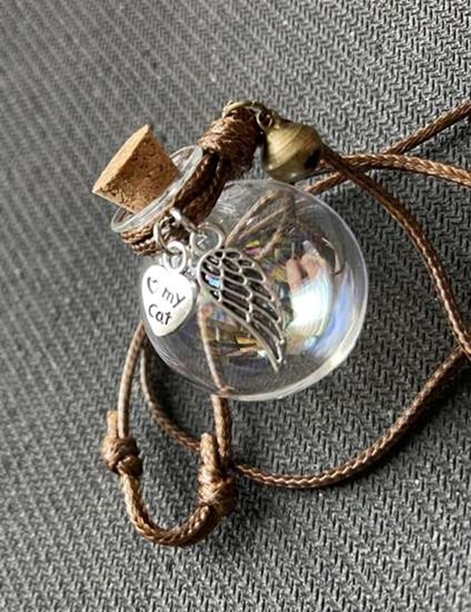 Assierraad/urn -regenboog-3,5cm x 3 cm- aan koord-voor kat-NaamopKado