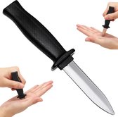 Fopmes I Prank Mes I Inschuifbaar Nep Mes I Fopartikel I Cadeau Idee I 19 Cm I Zwart/Zilver