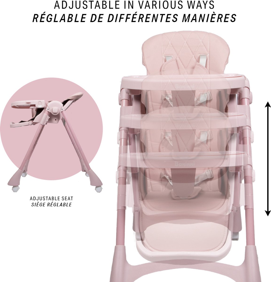 Baninni Kinderstoel - Meegroeistoel Roma Roze thumbnail 6