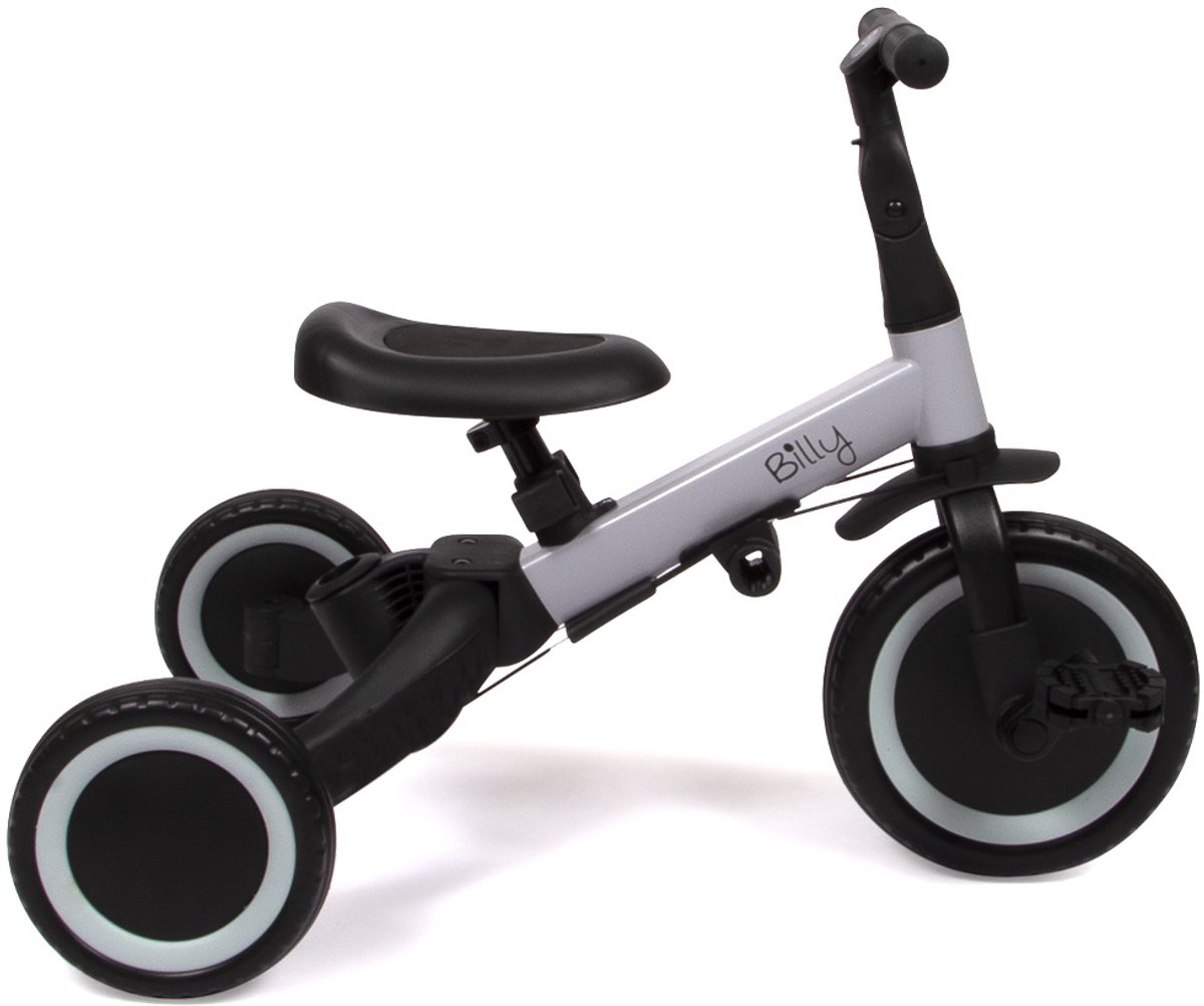 Billy 4 in1 Driewieler met duwstang - Loopfiets - Kinderfiets - Balance Bike - Gio - Zwart-Grijs — afbeelding 8