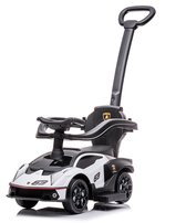 COSTWAY 3-in-1 auto met schuifstang, glijvoertuig met claxon, muziek, licht en veiligheidsgordel, schuifwagen met opbergruimte, afneembare beschermbeugel, glijbaan voor kinderen vanaf 1 jaar (roze