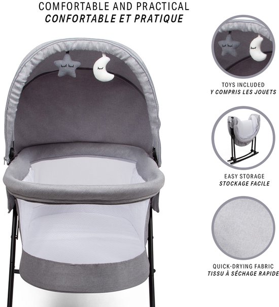 Baninni 3-in-1 Schommelwieg Adora Grijs van Baninni — afbeelding 3