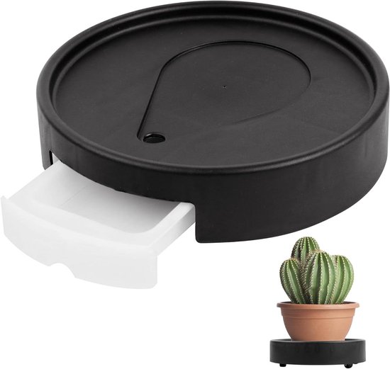 Tecnokit Plantenwagen voor binnen en buiten, stalen ronde en vierkante bloempotten, 90 kg, zwart (40 x 40 x 6,5 cm
